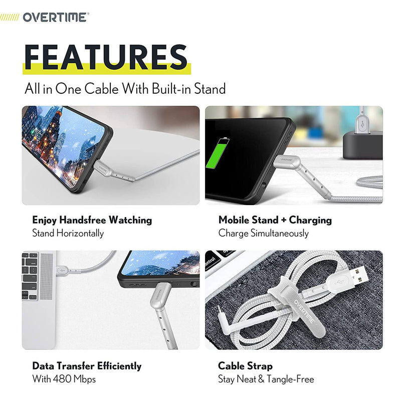 2-in-1 Charging Cable with Built-in Stand Mobile Accessories - DailySale