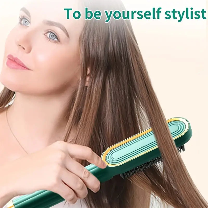 2-in-1 Electric Hair Straightener Brush Curling Comb Beauty & Personal Care - DailySale
