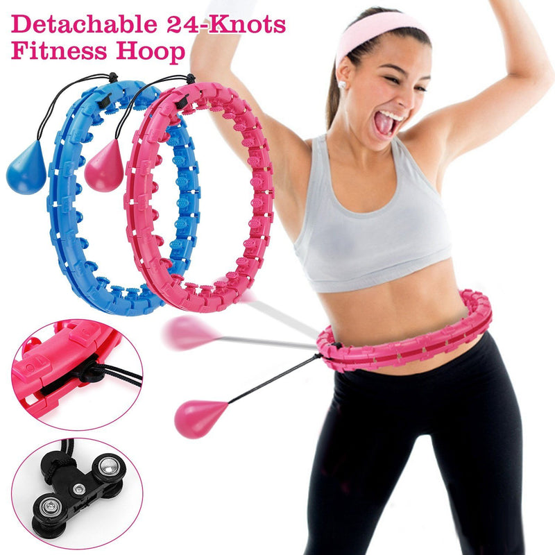 2-in-1 Fitness Hoop 24 Knots Abdomen Fitness Massage Hoops Weighted with 360 Auto Spinning Ball Detachable Knots Fitness - DailySale