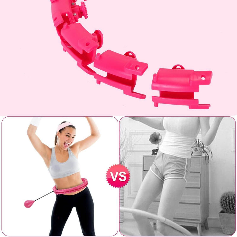 2-in-1 Fitness Hoop 24 Knots Abdomen Fitness Massage Hoops Weighted with 360 Auto Spinning Ball Detachable Knots Fitness - DailySale