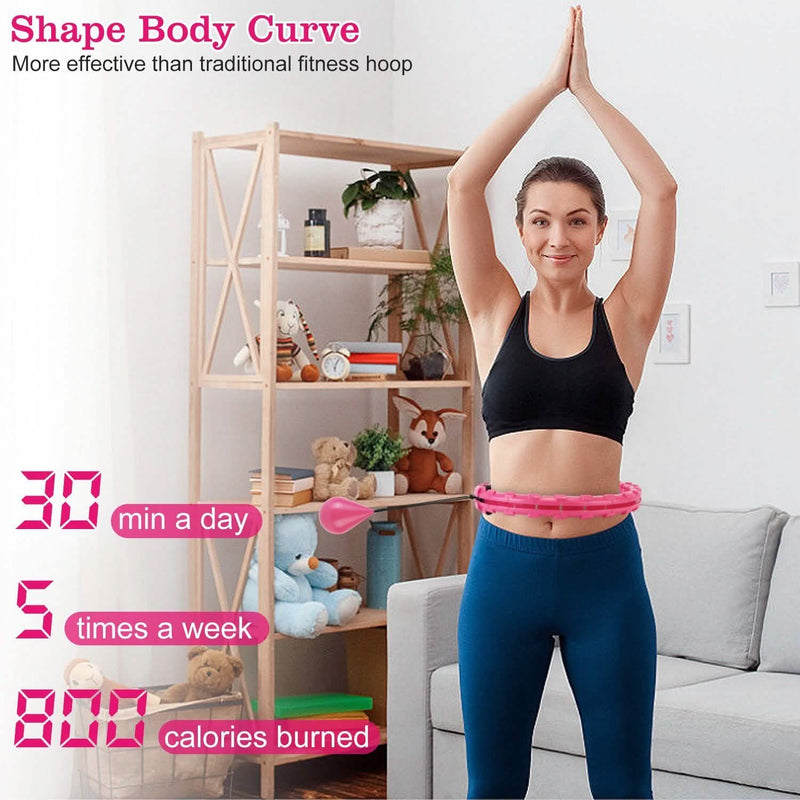 2-in-1 Fitness Hoop 24 Knots Abdomen Fitness Massage Hoops Weighted with 360 Auto Spinning Ball Detachable Knots Fitness - DailySale