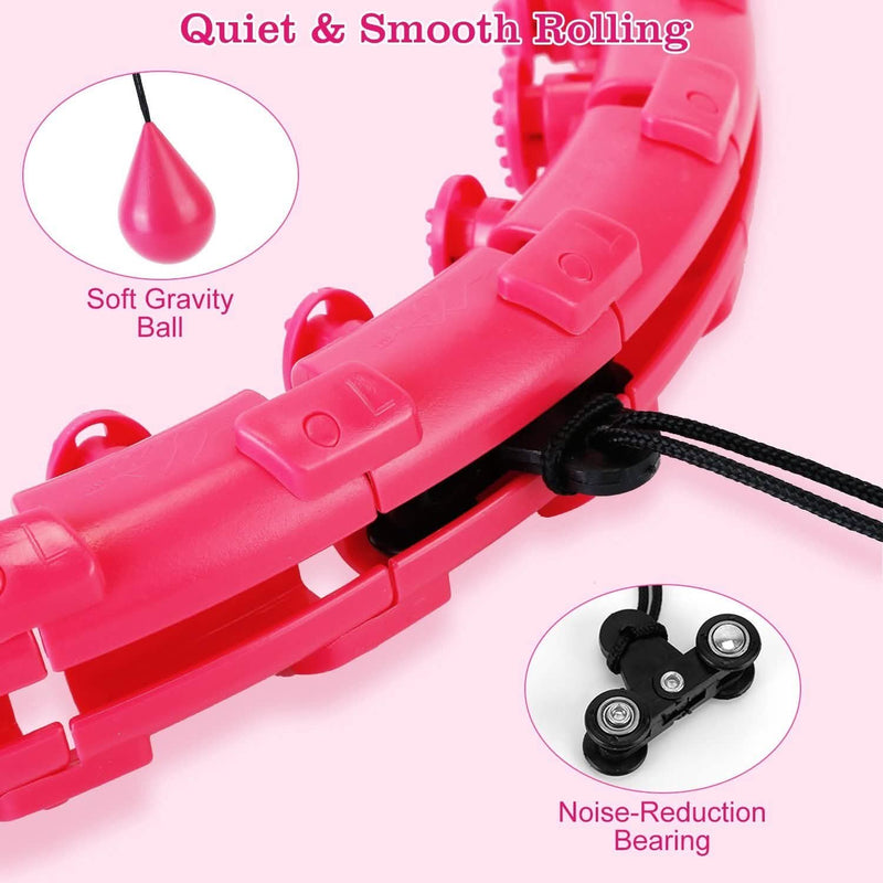 2-in-1 Fitness Hoop 24 Knots Abdomen Fitness Massage Hoops Weighted with 360 Auto Spinning Ball Detachable Knots Fitness - DailySale