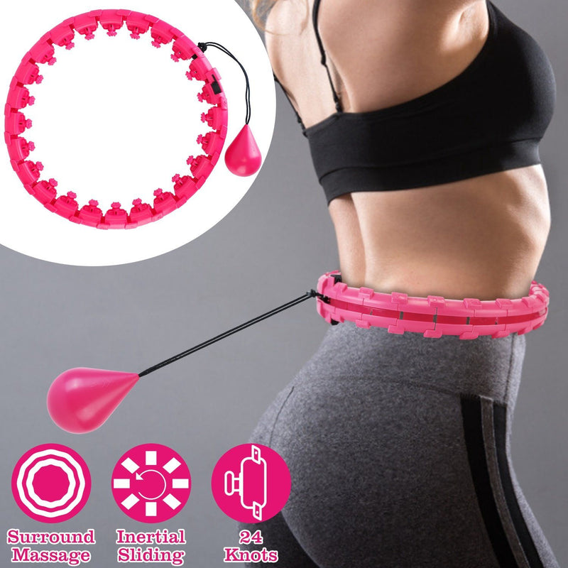 2-in-1 Fitness Hoop 24 Knots Abdomen Fitness Massage Hoops Weighted with 360 Auto Spinning Ball Detachable Knots Fitness - DailySale