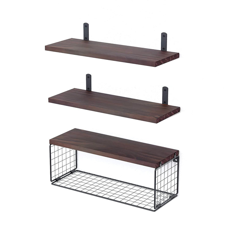 2-in-1 Floating Shelves Wall Mounted with Storage Basket Closet & Storage - DailySale