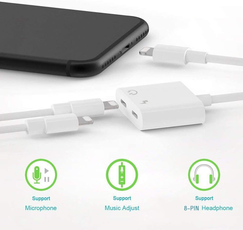 2-in-1 for Lightning Adapter For iPhone 7 8 Plus 10 X Mobile Accessories - DailySale