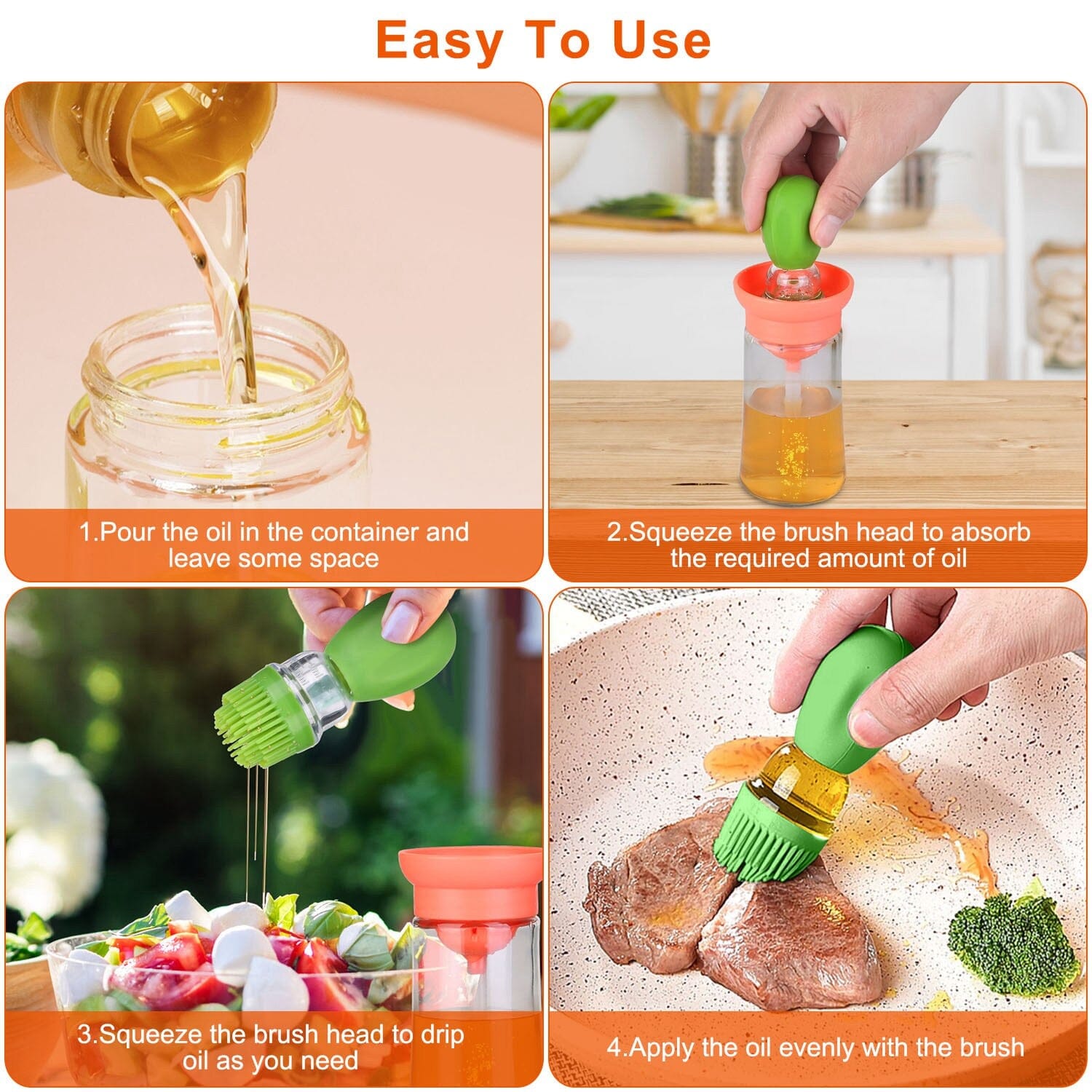 2-in-1 Glass Olive Oil Dispenser with Silicone Dropper Kitchen Tools & Gadgets - DailySale