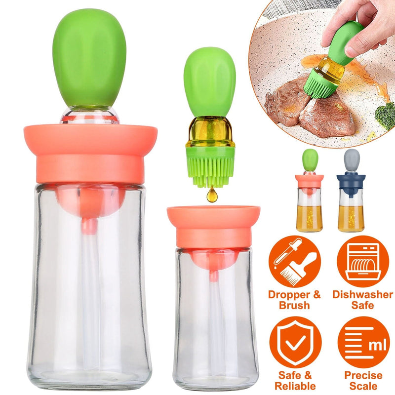 2-in-1 Glass Olive Oil Dispenser with Silicone Dropper Kitchen Tools & Gadgets - DailySale