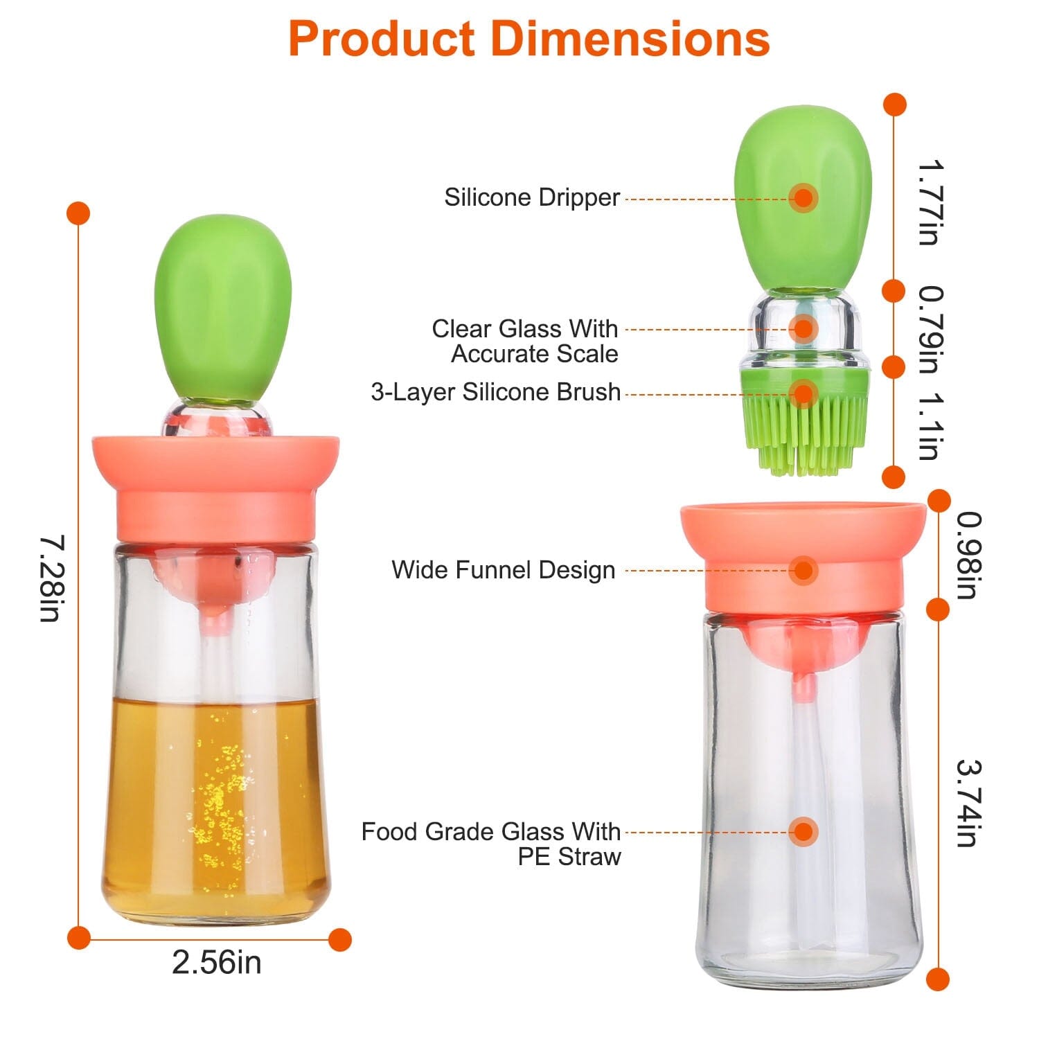 2-in-1 Glass Olive Oil Dispenser with Silicone Dropper Kitchen Tools & Gadgets - DailySale