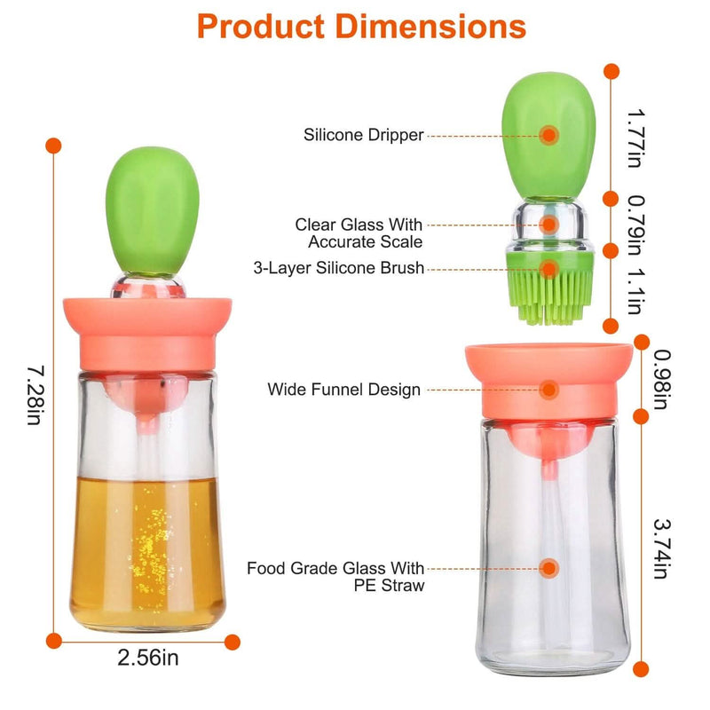 2-in-1 Glass Olive Oil Dispenser with Silicone Dropper Kitchen Tools & Gadgets - DailySale