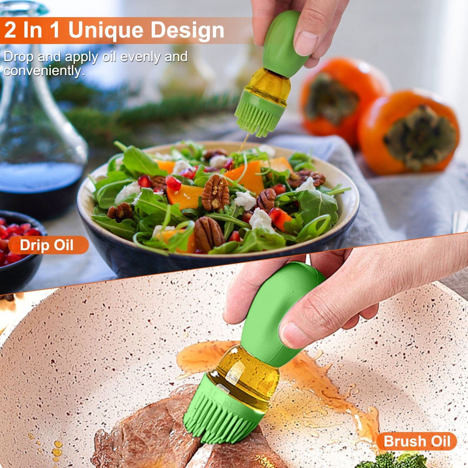 2-in-1 Glass Olive Oil Dispenser with Silicone Dropper Kitchen Tools & Gadgets - DailySale