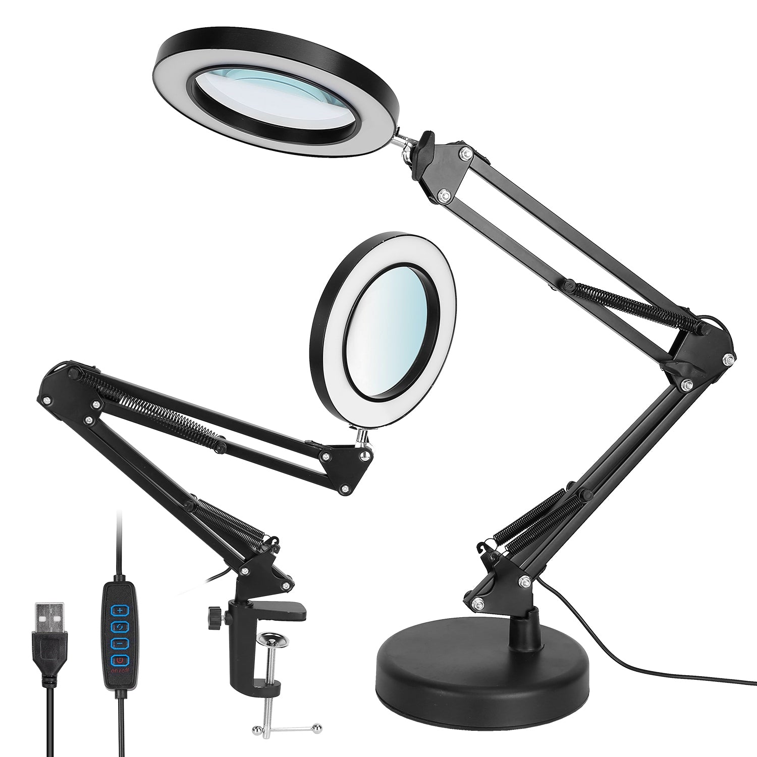 2-in-1 LED Magnifier Desk Lamp with 8x Magnifying Glass Indoor Lighting - DailySale