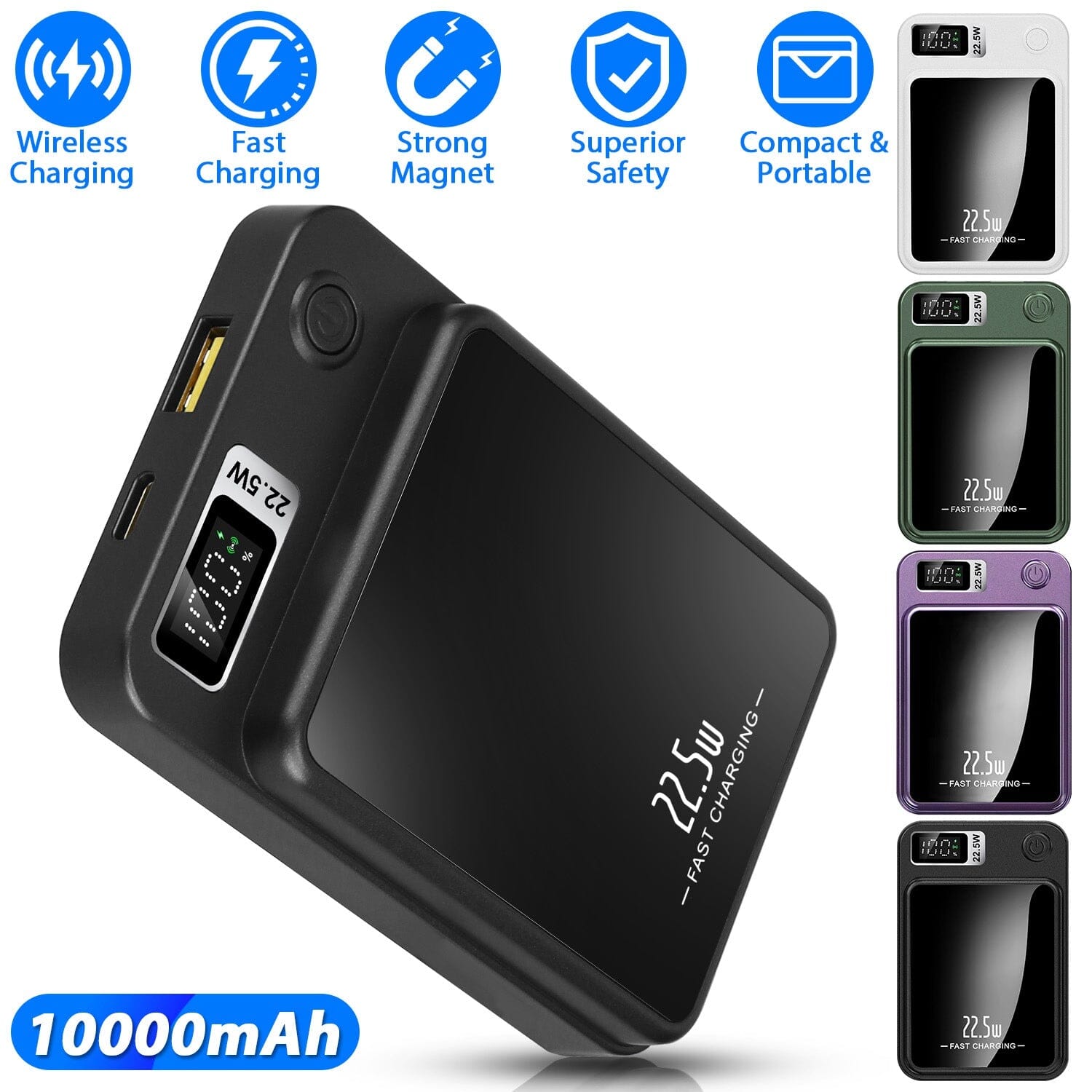 2-in-1 Magnetic Wireless Power Bank 10000mAh PD20W Fast Charger Mag Safe Mobile Accessories - DailySale