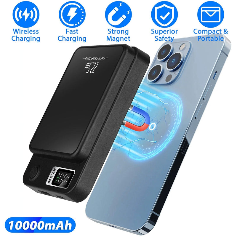 2-in-1 Magnetic Wireless Power Bank 10000mAh PD20W Fast Charger Mag Safe Mobile Accessories - DailySale