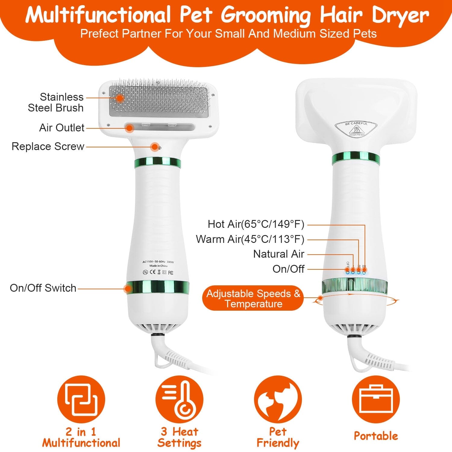 2-in-1 Multifunctional Pet Grooming Hair Dryer Pet Supplies - DailySale