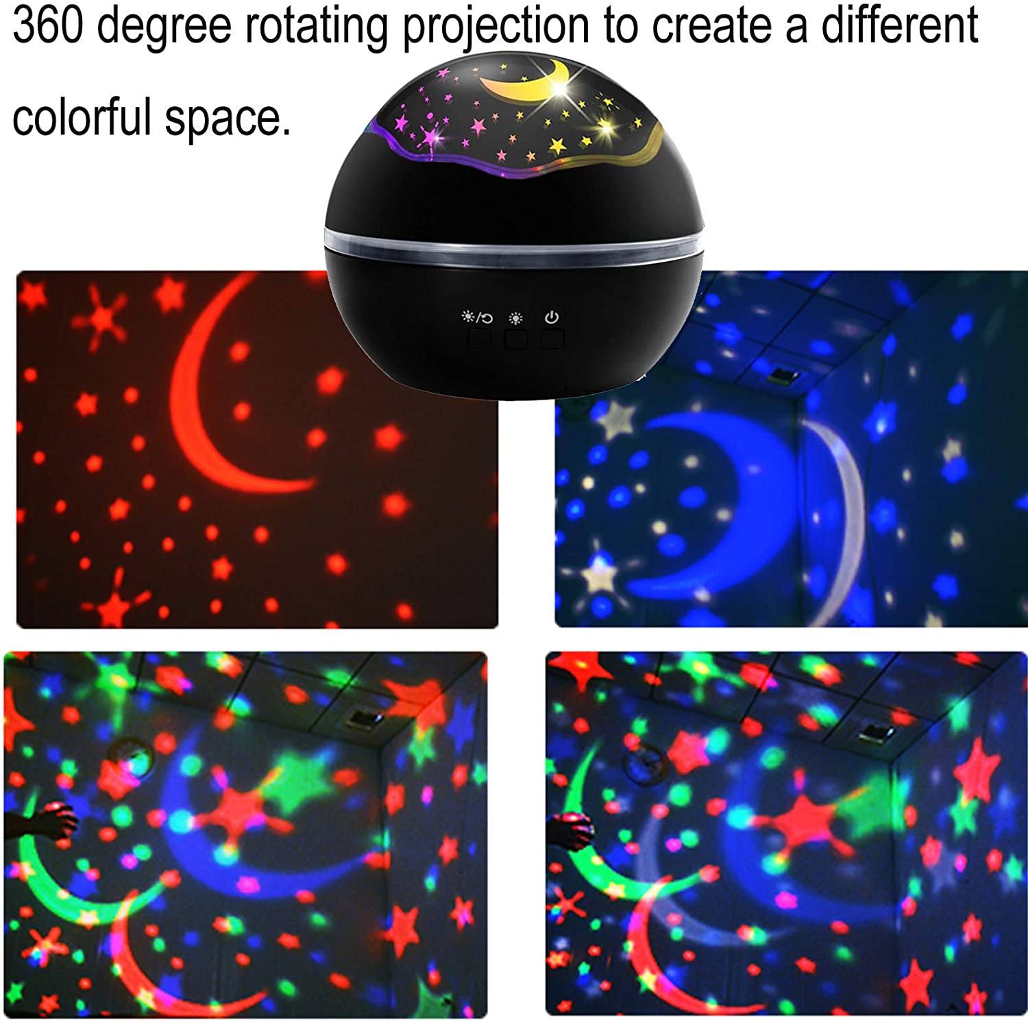 2-in-1 Ocean Star Night Light Projector Lamp 360 Degree Rotating Indoor Lighting - DailySale