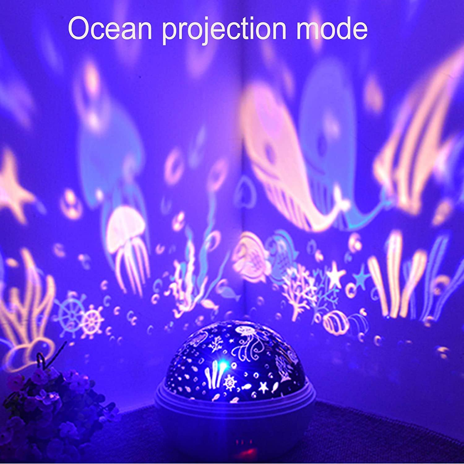 2-in-1 Ocean Star Night Light Projector Lamp 360 Degree Rotating Indoor Lighting - DailySale