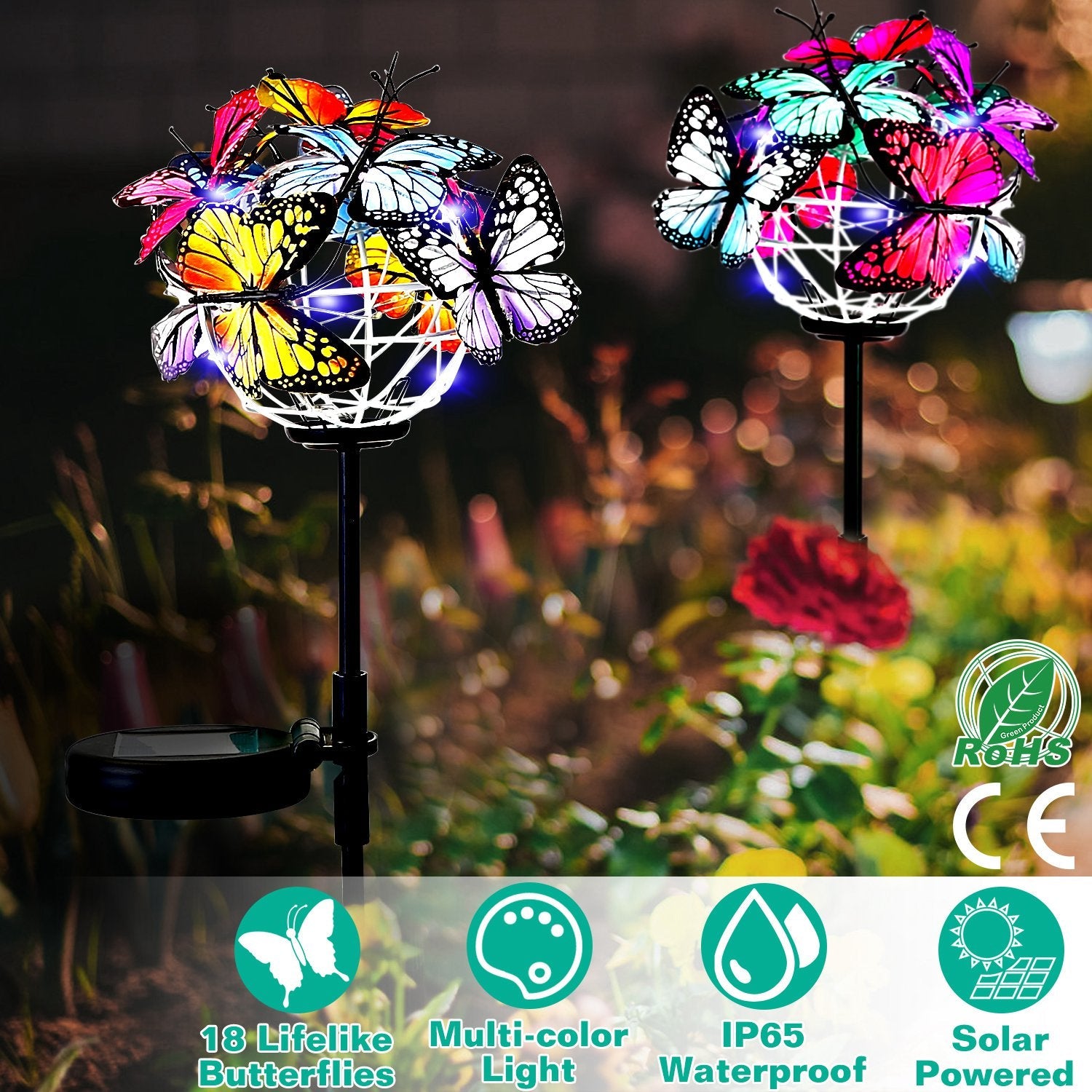 2-in-1 Outdoor Butterfly Solar Light Yard Stake Outdoor Lighting - DailySale