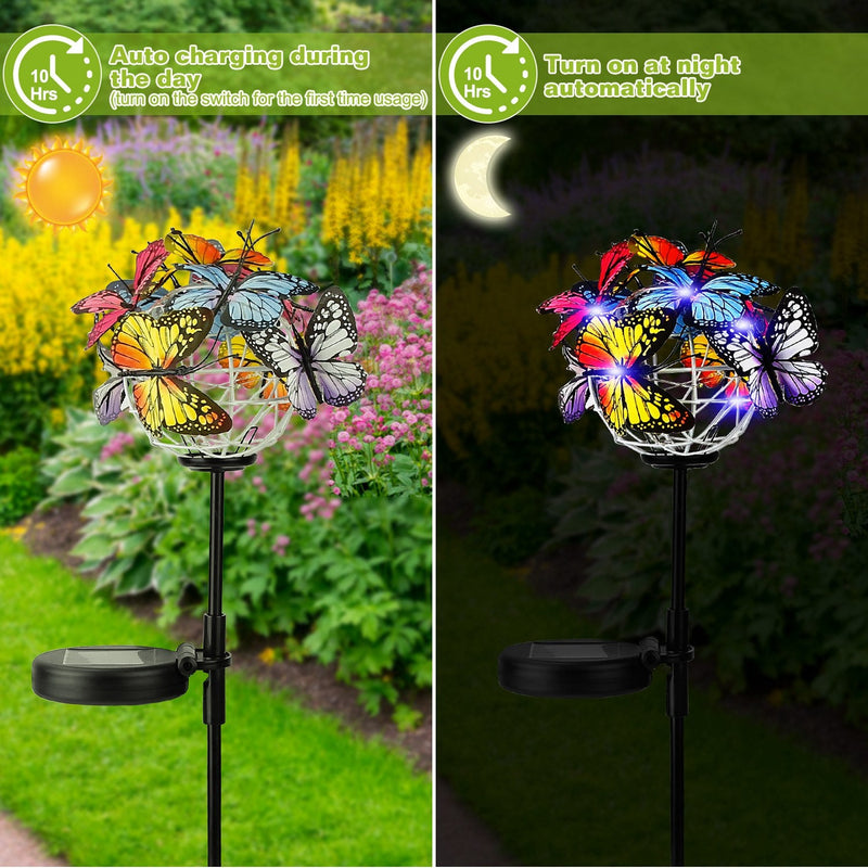 2-in-1 Outdoor Butterfly Solar Light Yard Stake Outdoor Lighting - DailySale