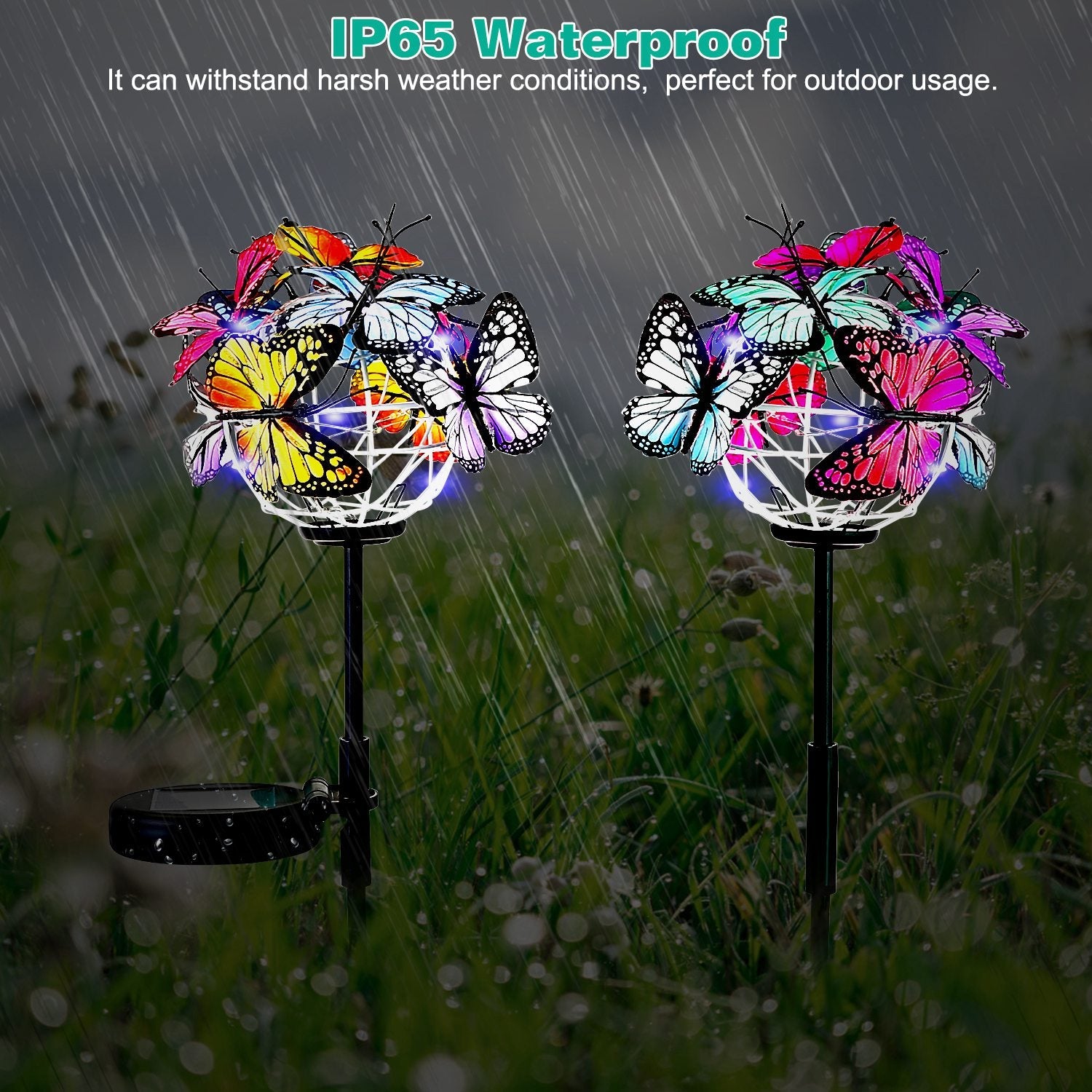 2-in-1 Outdoor Butterfly Solar Light Yard Stake Outdoor Lighting - DailySale