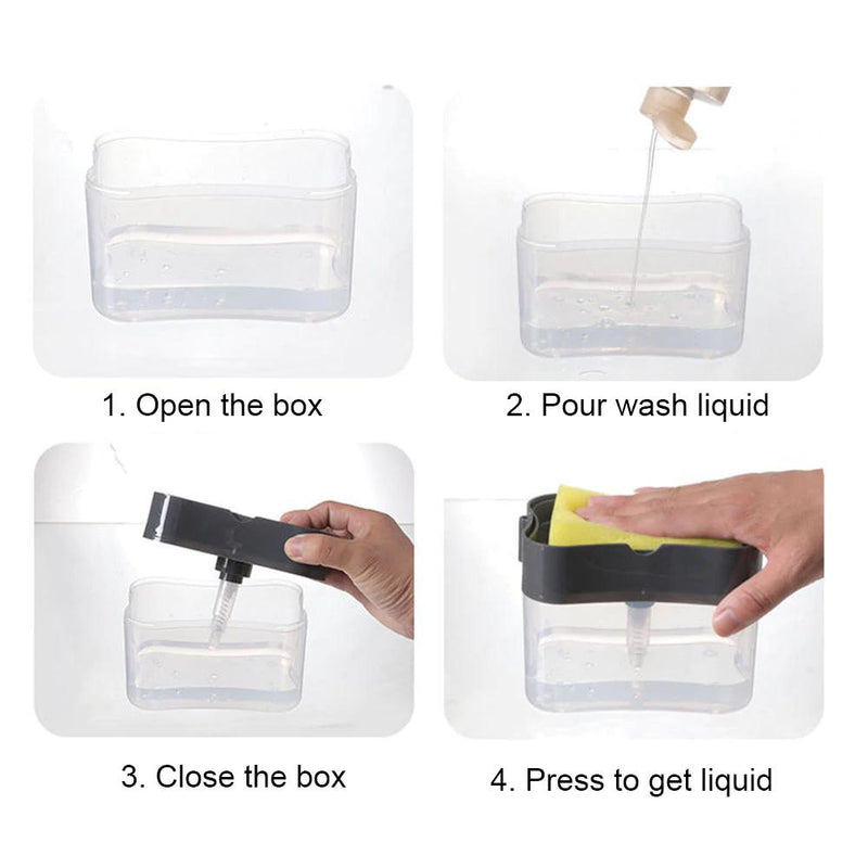 2-in-1 Soap Dispenser Pump with Sponge Holder Kitchen Essentials - DailySale