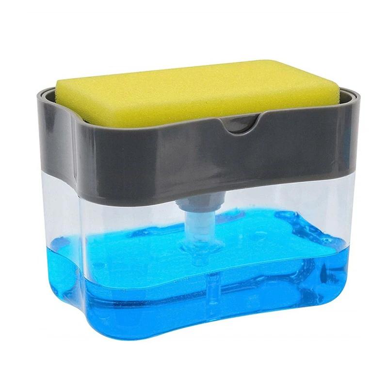 2-in-1 Soap Dispenser Pump with Sponge Holder Kitchen Essentials Gray - DailySale