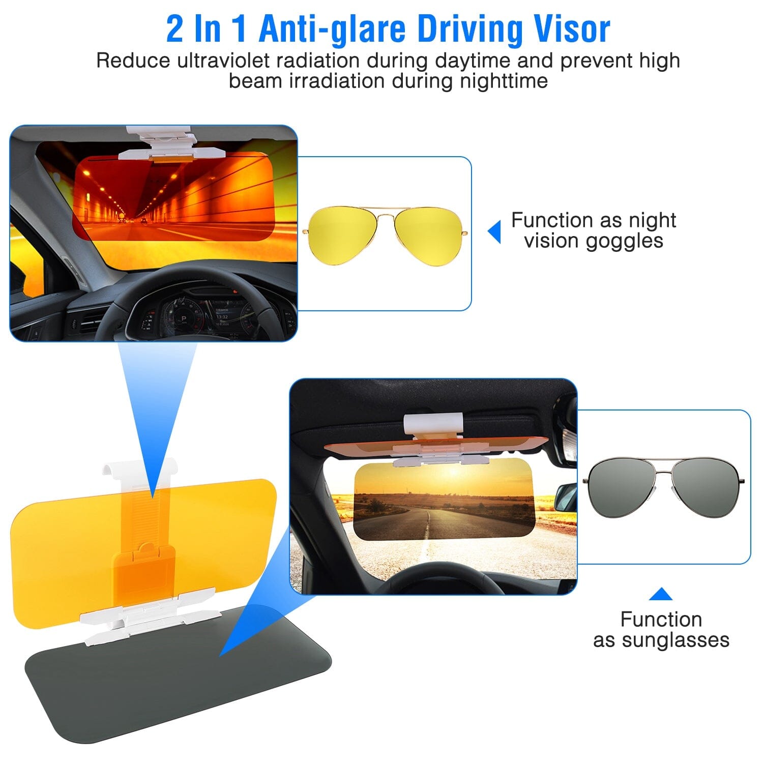 2-in-1 Sun Visor Extender with Adjustable View Angles Automotive - DailySale