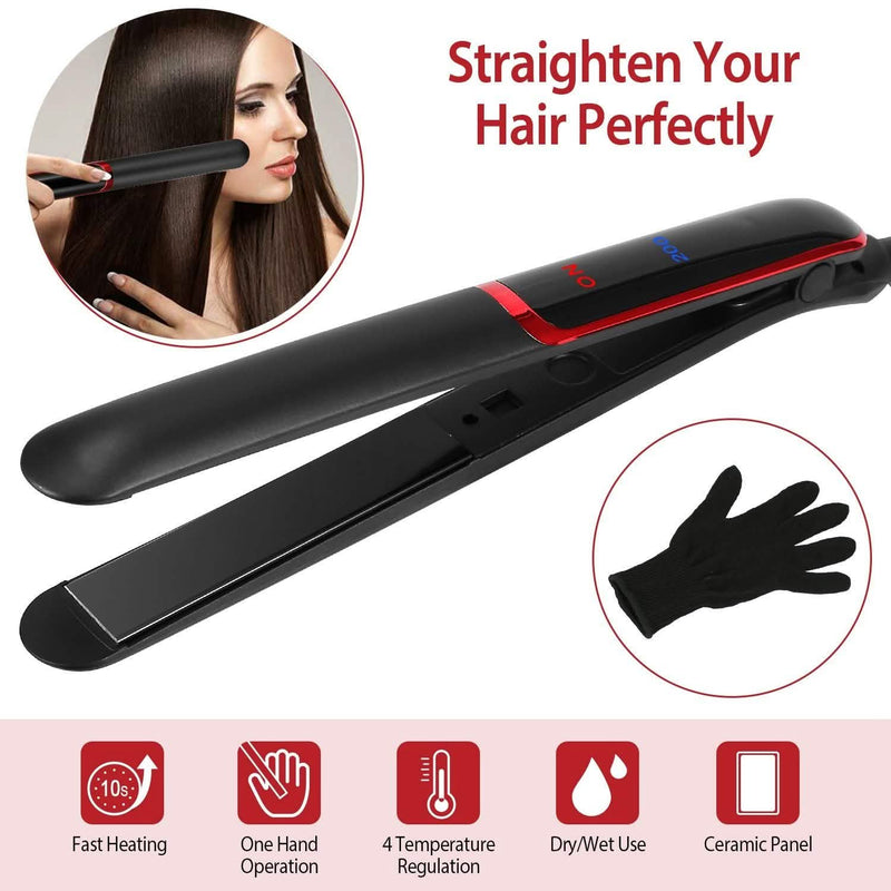 2-in-1 Twist Hair Straightener Ceramic Plate Hair Curler with Temperature Adjust LCD Display Beauty & Personal Care - DailySale
