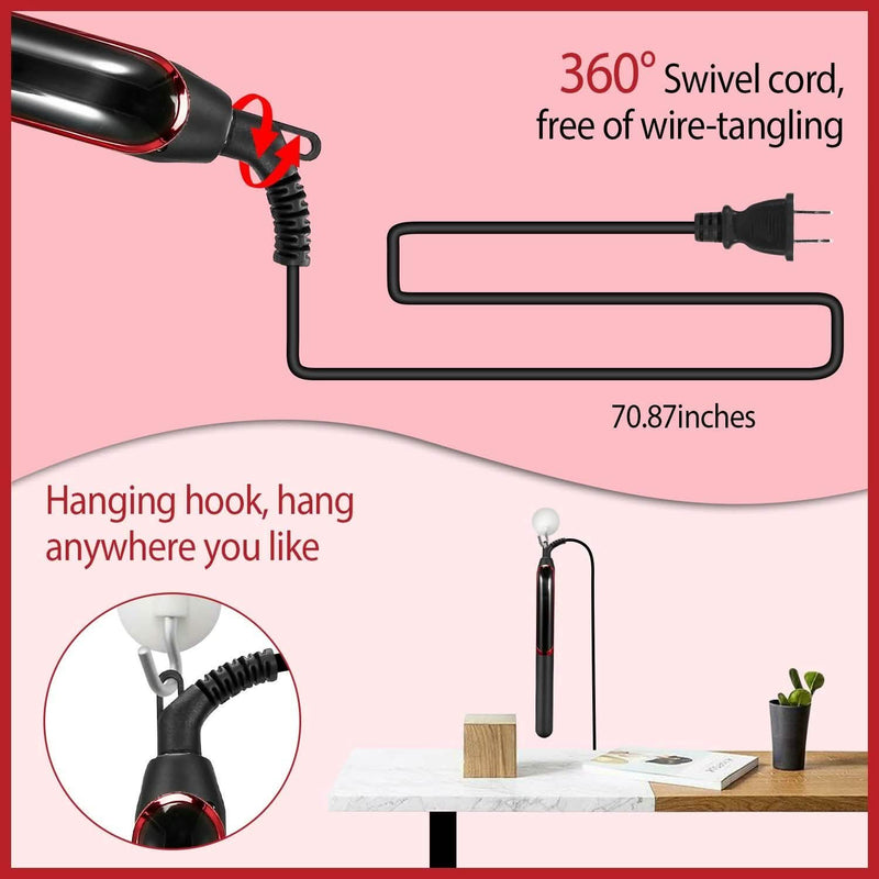 2-in-1 Twist Hair Straightener Ceramic Plate Hair Curler with Temperature Adjust LCD Display Beauty & Personal Care - DailySale