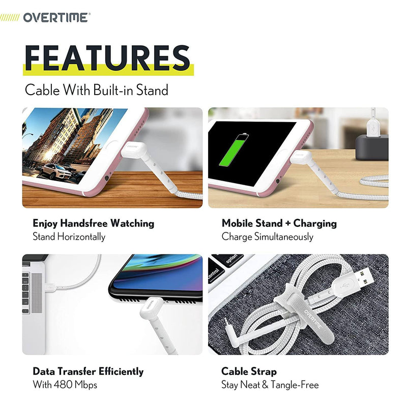 2-in-11 Charging Cable with Built in Stand Mobile Accessories - DailySale