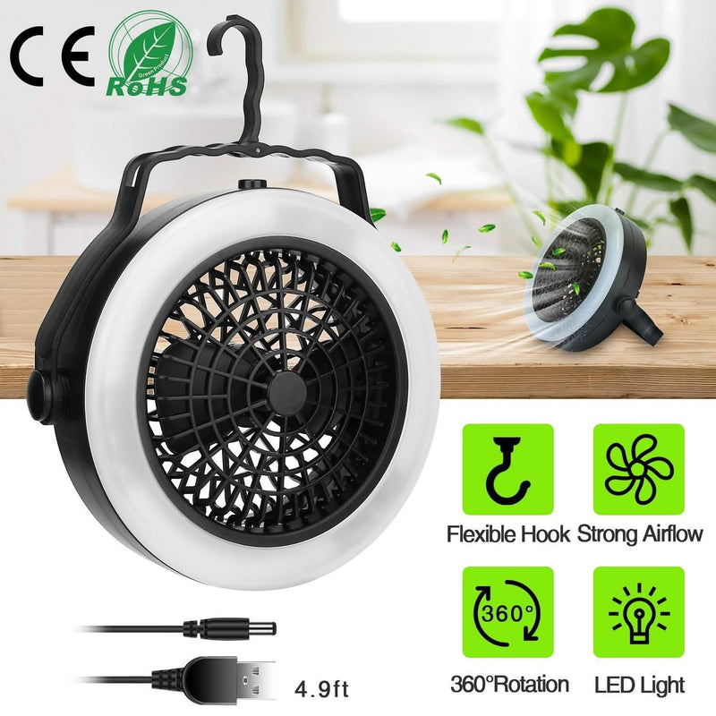 2-in1 Outdoor Battery/USB Operated Portable Camping LED Fan Sports & Outdoors - DailySale