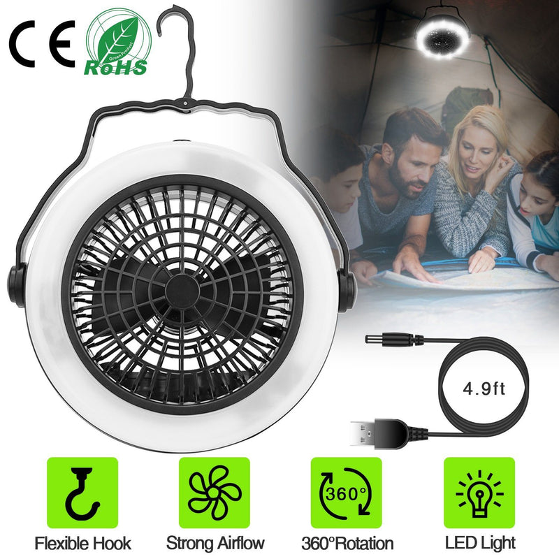 2-in1 Outdoor Battery/USB Operated Portable Camping LED Fan Sports & Outdoors - DailySale