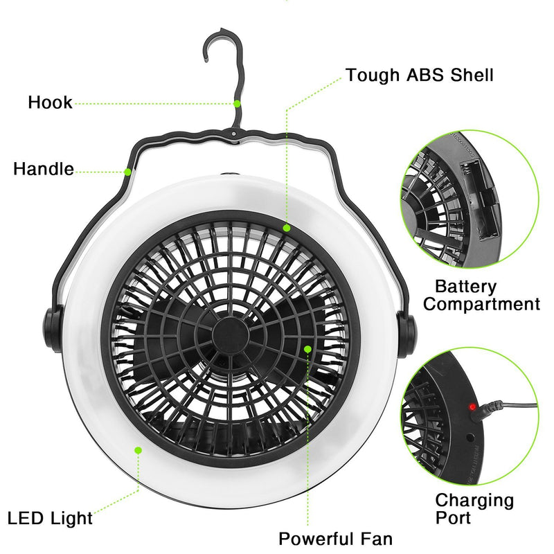 2-in1 Outdoor Battery/USB Operated Portable Camping LED Fan Sports & Outdoors - DailySale