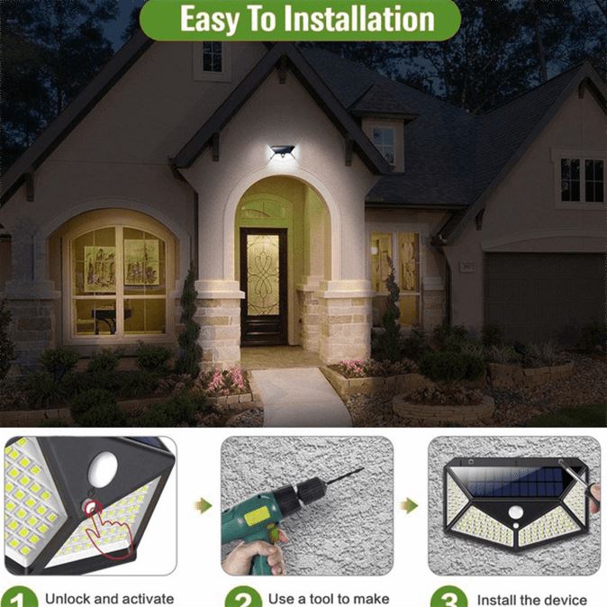 2-Pack: 100-LED Solar Powered Motion Sensor Lights With 270° Wide Angle Lighting & Decor - DailySale