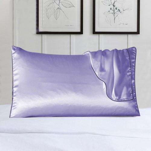 2-Pack: 100% Silk Pillow Cover with Trim Bedding Lavender - DailySale