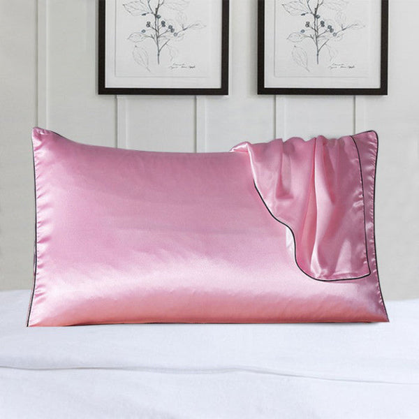 2-Pack 100% Silk Pillow Cover With Trim Bedding Pink - DailySale