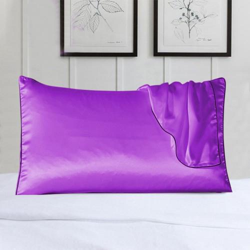 2-Pack: 100% Silk Pillow Cover with Trim Bedding Purple - DailySale