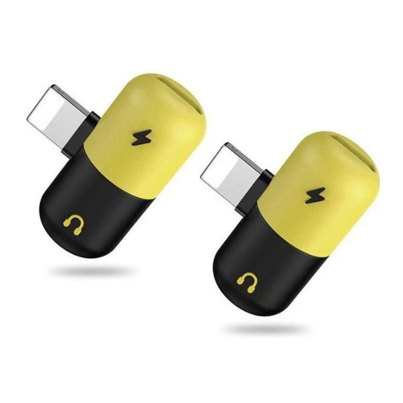 2-Pack: 2-in-1 Apple Lightning Adapter Phones & Accessories Black/Yellow - DailySale