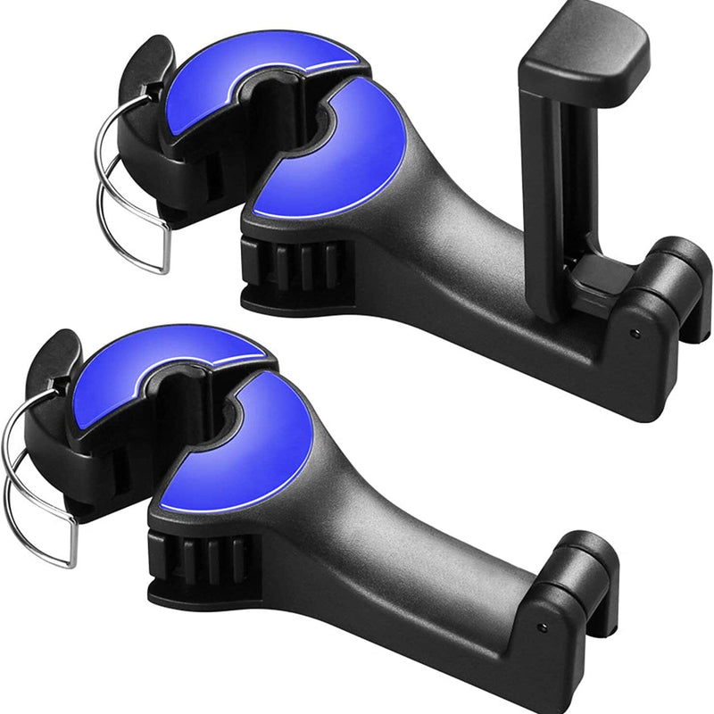 2-Pack: 2-in-1 Car Seat Hooks for Purses and Bags with Phone Holder Automotive Blue - DailySale