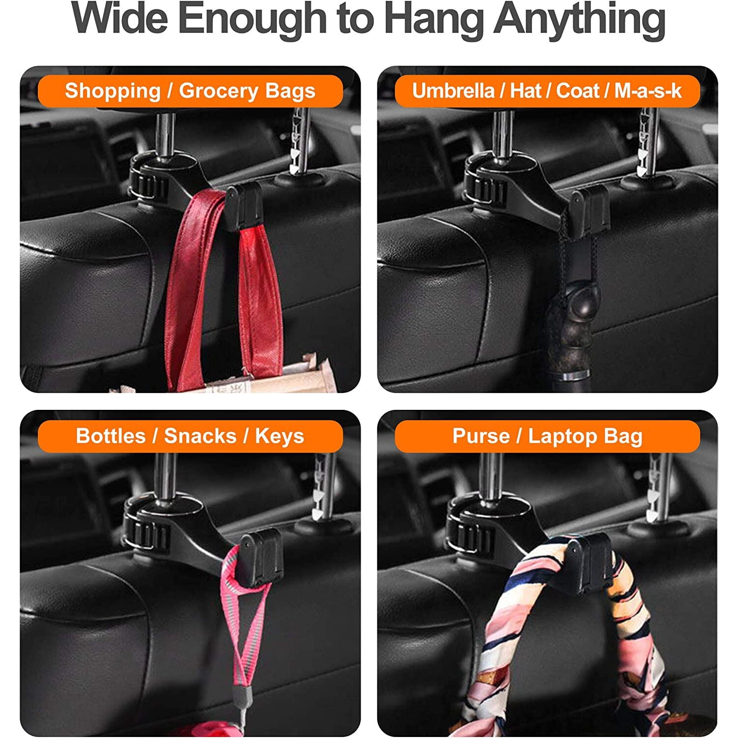 2-Pack: 2-in-1 Car Seat Hooks for Purses and Bags with Phone Holder Automotive - DailySale