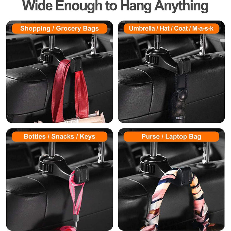 DailySale 2-Pack: 2-in-1 Car Seat Hooks for Purses and Bags with Phone Holder | Gold