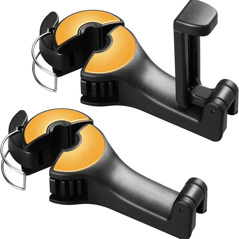 2-Pack: 2-in-1 Car Seat Hooks for Purses and Bags with Phone Holder Automotive Gold - DailySale
