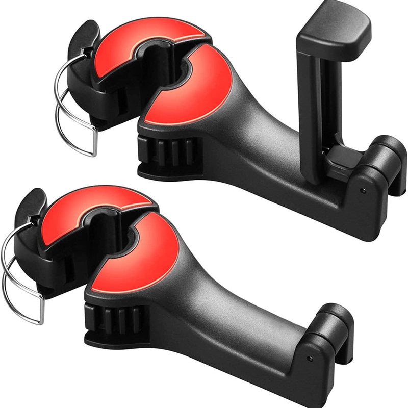 2-Pack: 2-in-1 Car Seat Hooks for Purses and Bags with Phone Holder Automotive Red - DailySale
