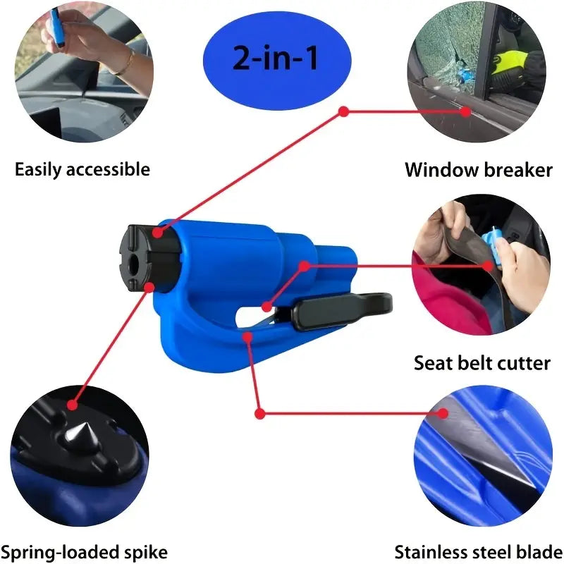 Blue 3 in 1 Car Window Emergency Escape Tool Glass Breaker Safety Seat Belt  Cutter