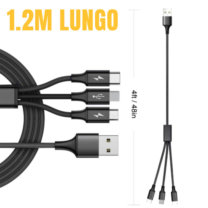 2-Pack: 3-in-1 Nylon Braided 4FT 3A Charging Cable Mobile Accessories - DailySale