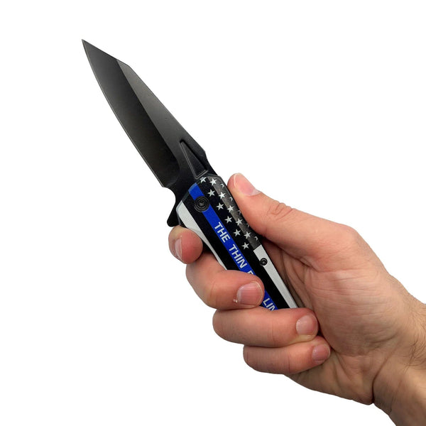 2-Pack: 3" Thin Blue Line Knife With ABS Handle Tactical - DailySale
