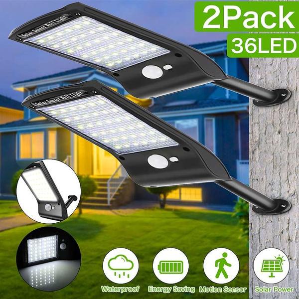 2-Pack: 36 LED Solar Powered Motion Sensor Wall Lamp Outdoor Lighting - DailySale