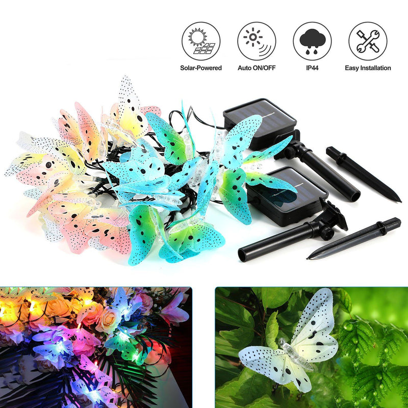 2-Pack: 3.8M Solar String Butterfly Lights Garden & Patio - DailySale