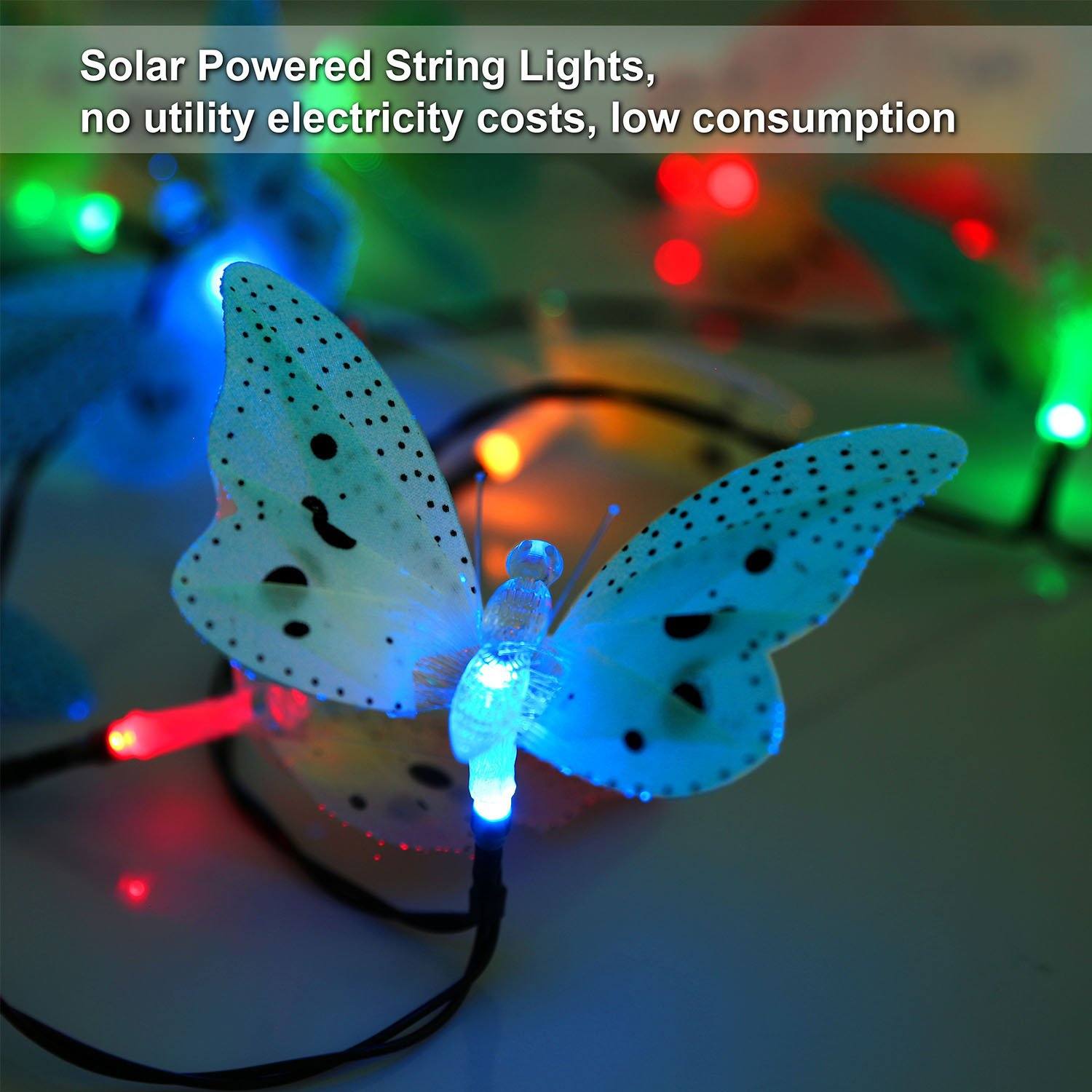 2-Pack: 3.8M Solar String Butterfly Lights Garden & Patio - DailySale