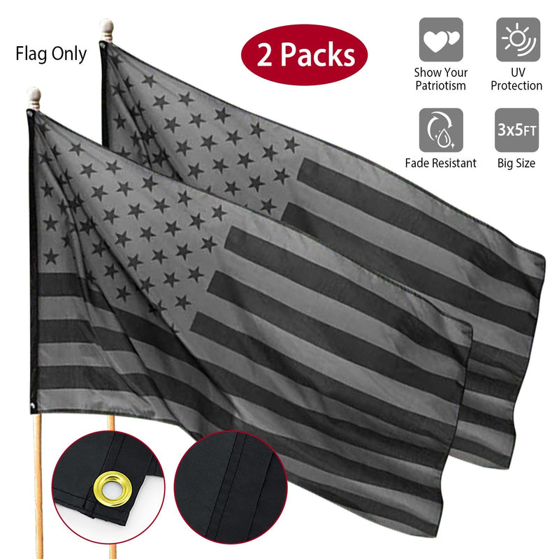 2-Pack: 3X5 Ft. All Black American Flag Everything Else - DailySale