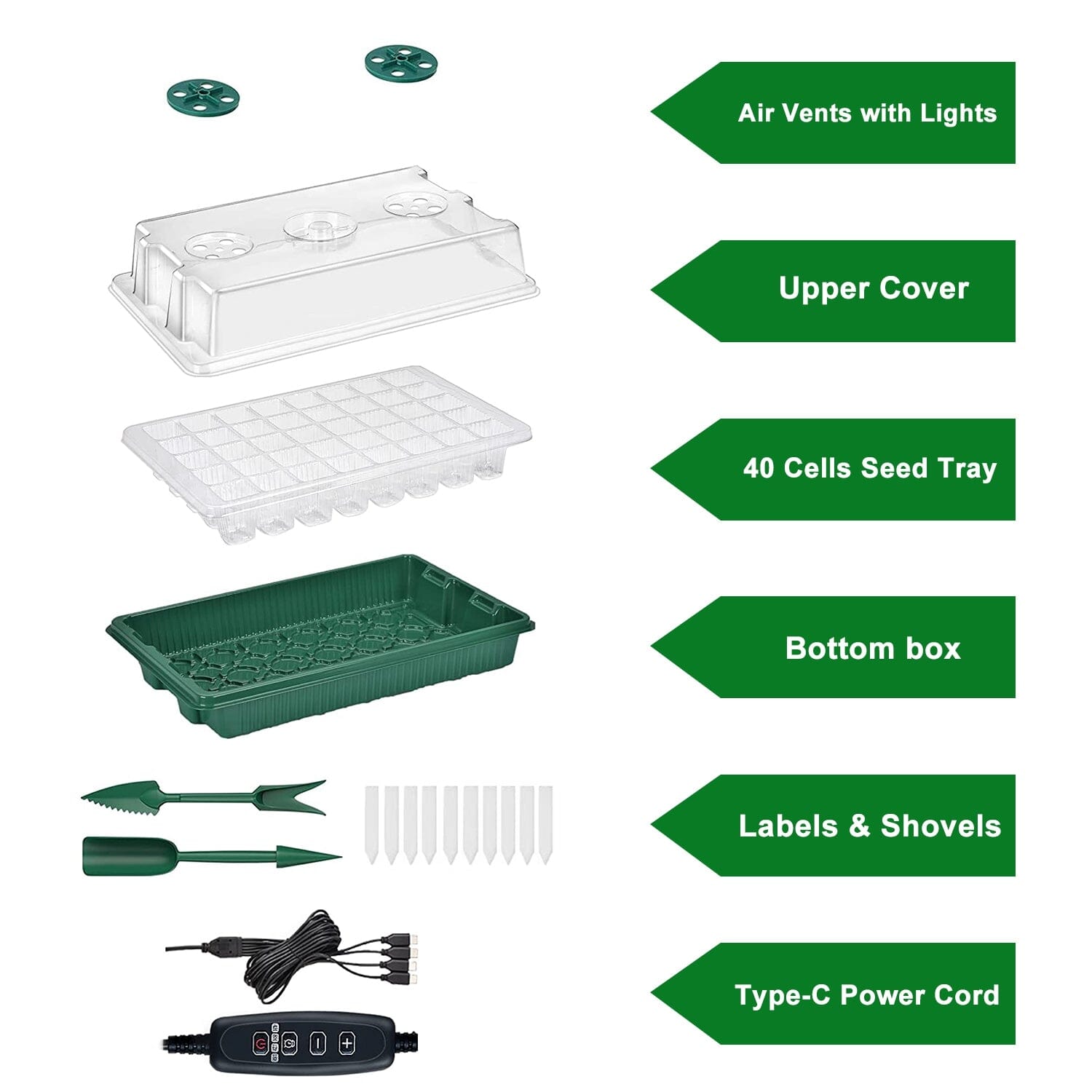 2-Pack: 40 Cell Seed Starting Tray Plant Grow Light with 4 Adjustable Brightness Garden & Patio - DailySale